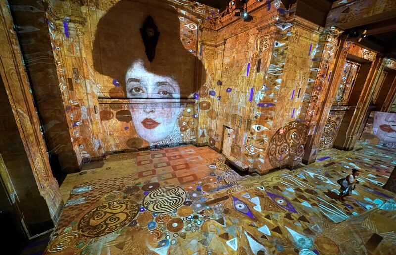 The Hall des Lumières, New York City’s new permanent centre for immersive digital art experiences. The exhibition at the former Emigrant Savings Bank features the works of Gustav Klimt and several other artists. AFP