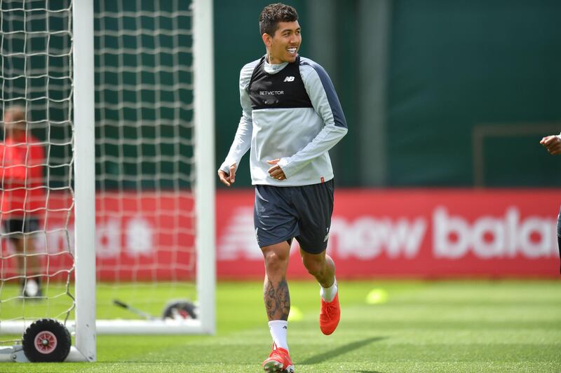 Roberto Firmino takes part in training. AFP