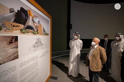Sheikh Khaled bin Mohamed bin Zayed and architect Frank Gehry at the Guggenheim Abu Dhabi museum site on Saadiyat Island. Photo: Abu Dhabi Media Office