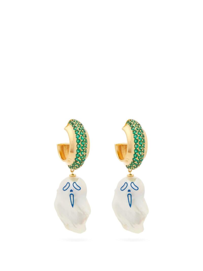 Hand-painted crystal and pearl earrings, Dh795, Jiwinaia at MatchesFashion