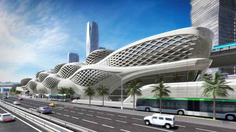 Zaha Hadid Architects designed the King Abdullah Financial District Metro Station, which will open early next year. Photo: RDA