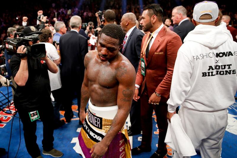 Adrien Broner reacts to his loss. AP Photo