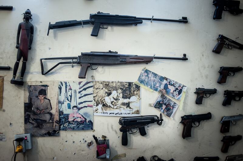 Items on sale at a gun shop in Erbil. Getty