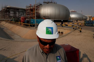 A Saudi Aramco employee seen at its oil facility in Abqaiq, Saudi Arabia. Reuters