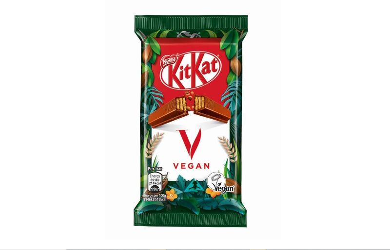 Nestle will launch the KitKat V, a vegan chocolate bar, this year. Courtesy Nestle
