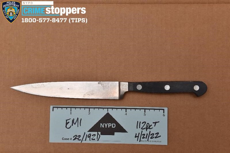 This is the knife that NYPD detectives recovered from the scene and believe was used to stab Orsolya Gaal nearly 60 times. Photo: NYPD
