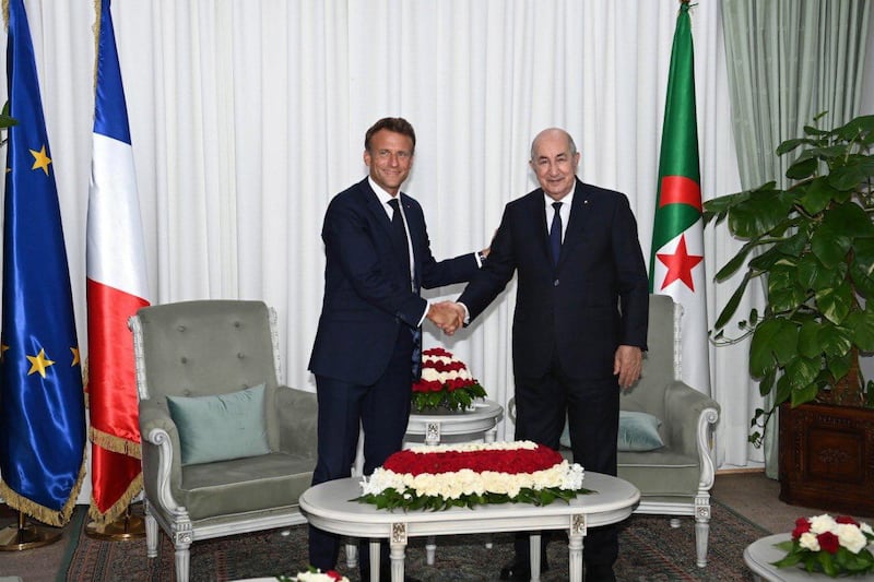 The French president is on a three-day visit to Algeria.   
