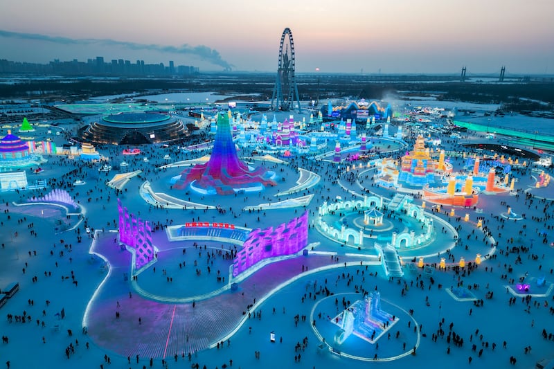 The ice is sourced from the nearby Songhua River, frozen at this time of year. AP