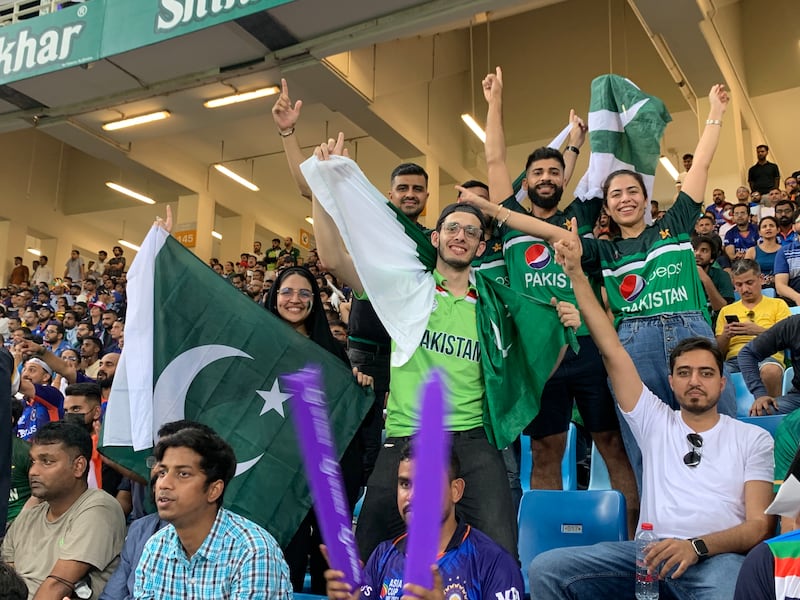 Pakistan at the Asia Cup 2022 match against India. Pawan Singh / The National