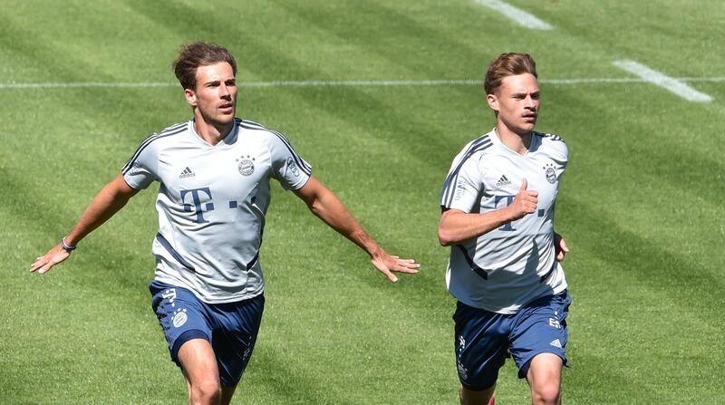 Bayern Munich's German midfielder Leon Goretzka, left, and his teammate Joshua Kimmich. AFP
