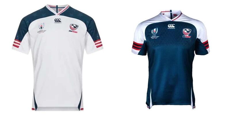 3: USA – The Eagles are another team that have brought in a Sevens-feel jersey to the 15-man game. This is definitely the best two kits being produced by Canterbury. I prefer the navy blue away kit over the white, but there's enough going on with each shirt to satisfy the eyes. Images via rugbyworldcup.com