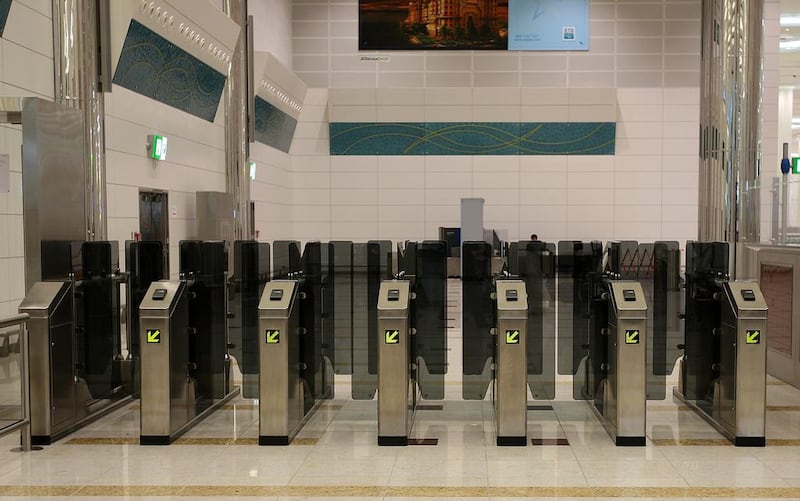 The egate system at the arrival area of Dubai International Airport Terminal 3 in Dubai. Pawan Singh / The National