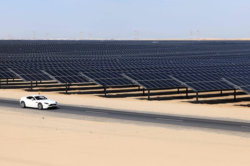 Al Dhafra solar photovoltaic independent power project near Abu Dhabi. The UAE has been investing heavily in clean energy projects to achieve net-zero emissions by 2050. AFP