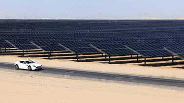 Al Dhafra Solar Photovoltaic power project in Abu Dhabi. The UAE plans to be carbon-neutral by 2050. AFP