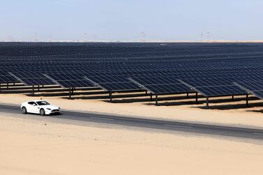 Al Dhafra Solar Photovoltaic power project in Abu Dhabi. The UAE plans to be carbon-neutral by 2050. AFP