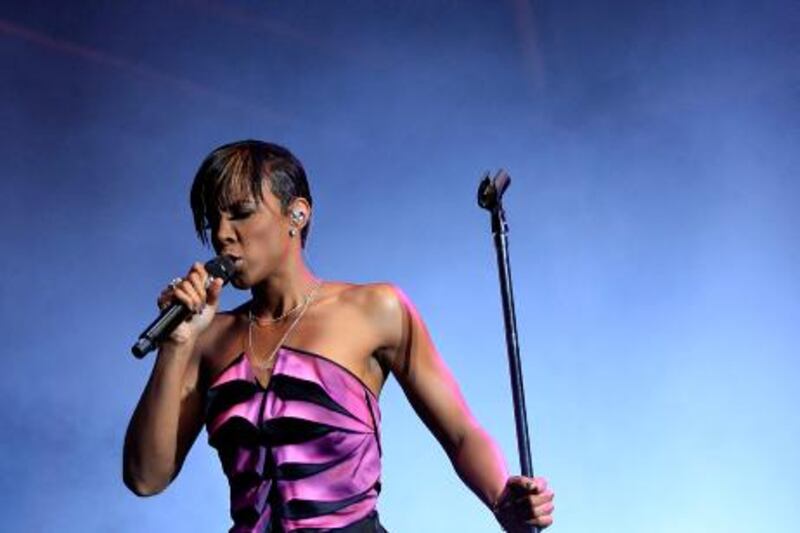 November 10, 2010 / Abu Dhabi / (Rich-Joseph Facun / The National) Kelly Rowland (CQ), performs live during Beats on the Beach at the Corniche, Wednesday, November 10, 2010 in Abu Dhabi. Rowland is a founding member of the group Destiny's Child. 