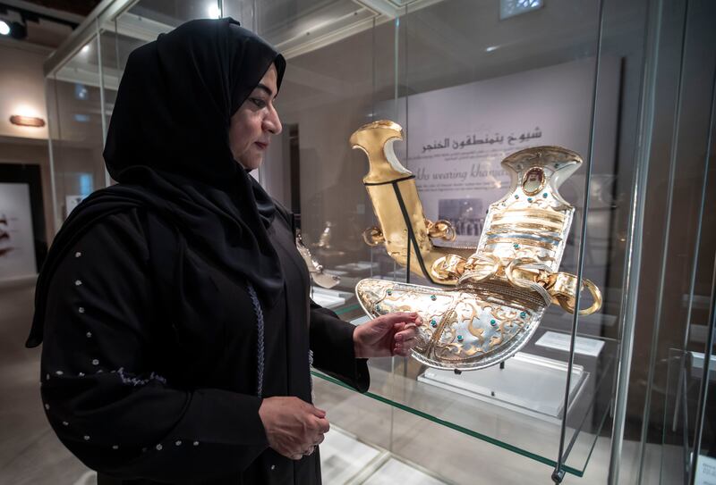 Halima Abdullah Rashid, whose father made many of the items on show, is also a jewellery designer and made two of the daggers that feature at the exhibition