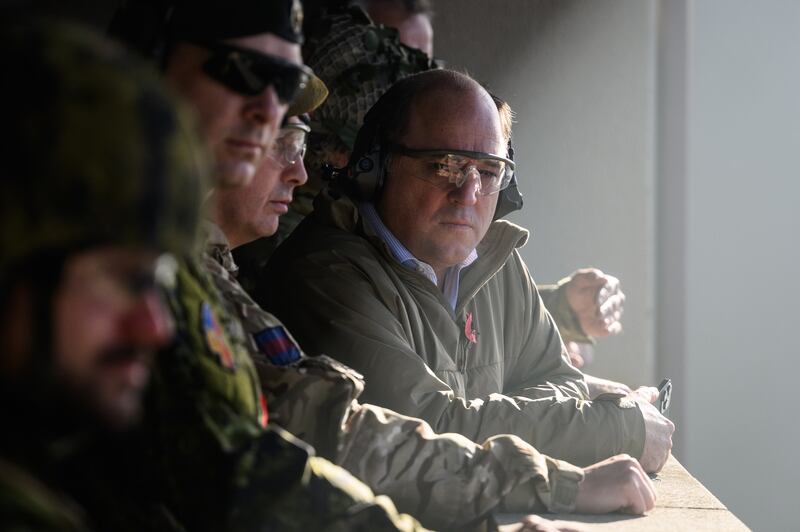 Britain's Defence Secretary Ben Wallace observing the exercises. 