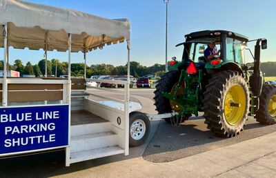 A tractor used for transport at the Iowa State Fair. Photo: Andrew Buncombe