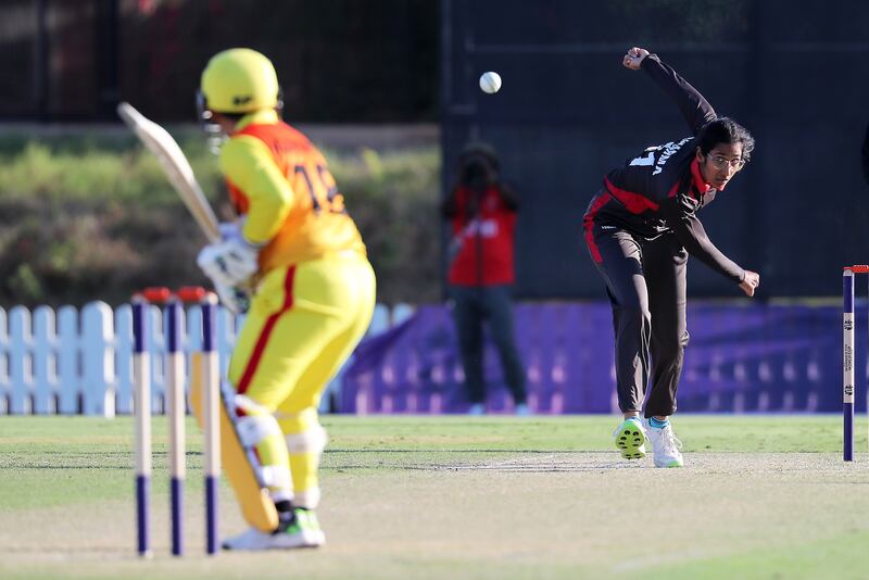 Khushi Sharma helped the UAE beat Bhutan by 47 runs in Dubai. Pawan Singh / The National