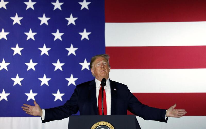 U.S. President Donald Trump speaks at a Republican Party fundraiser in Fargo, North Dakota, U.S., September 7, 2018. REUTERS/Kevin Lamarque