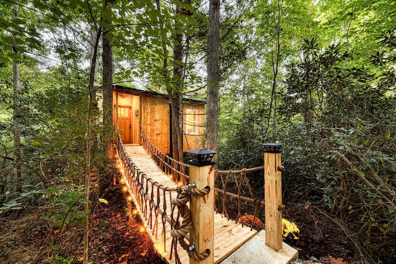 North Calorina: A luxurious secluded romantic treehouse with hot tub