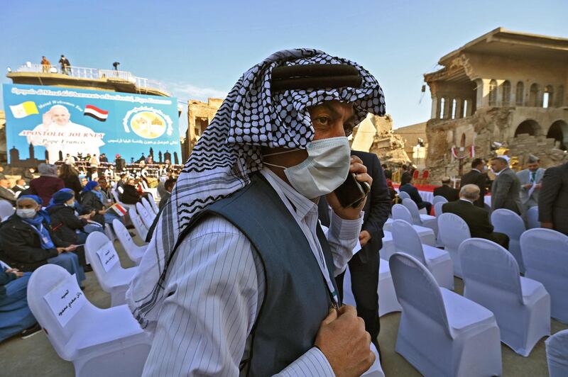 Iraqis in the northern city of Mosul get ready to welcome Pope Francis. AFP