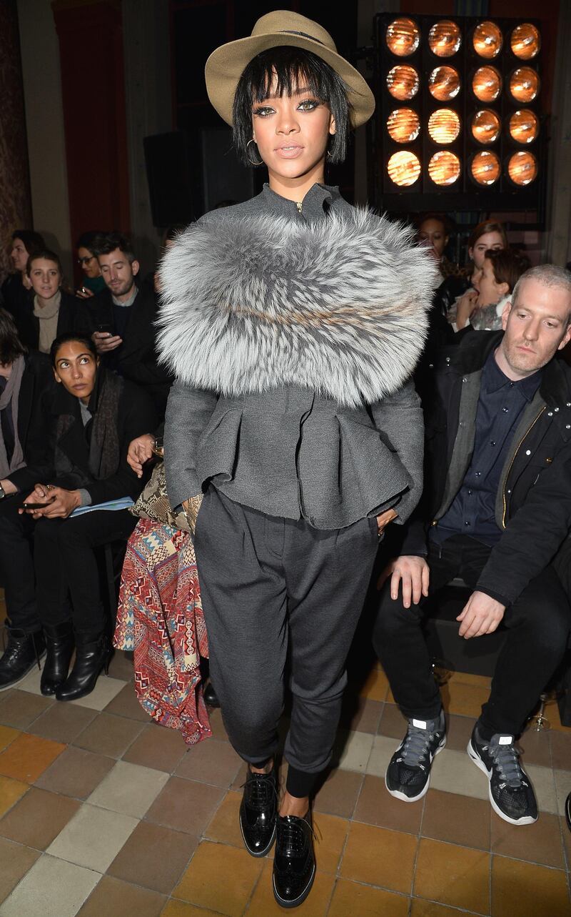 PARIS, FRANCE - FEBRUARY 27:  Rihanna attends the Lanvin show as part of the Paris Fashion Week Womenswear Fall/Winter 2014-2015 on February 27, 2014 in Paris, France.  (Photo by Pascal Le Segretain/Getty Images)