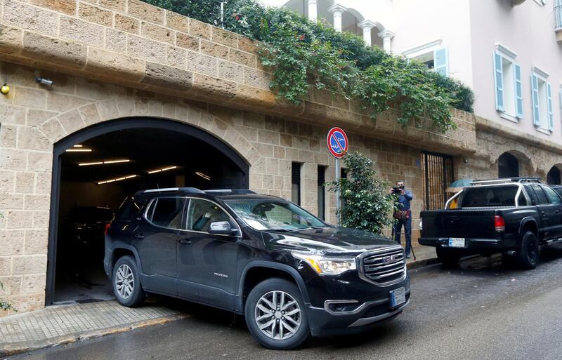 A woman believed to be Carole Ghosn, wife of former Nissan chairman Carlos Ghosn, leaves in a car, in Beirut. Reuters