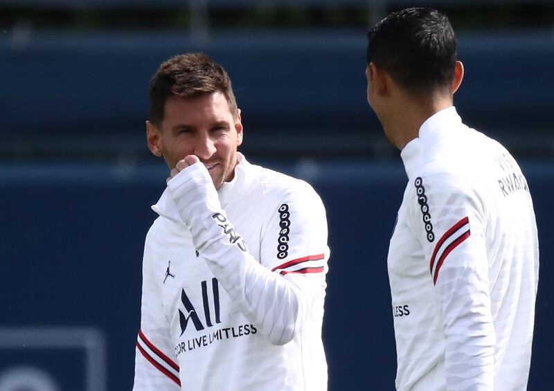 Paris St Germain's Lionel Messi during training. Reuters