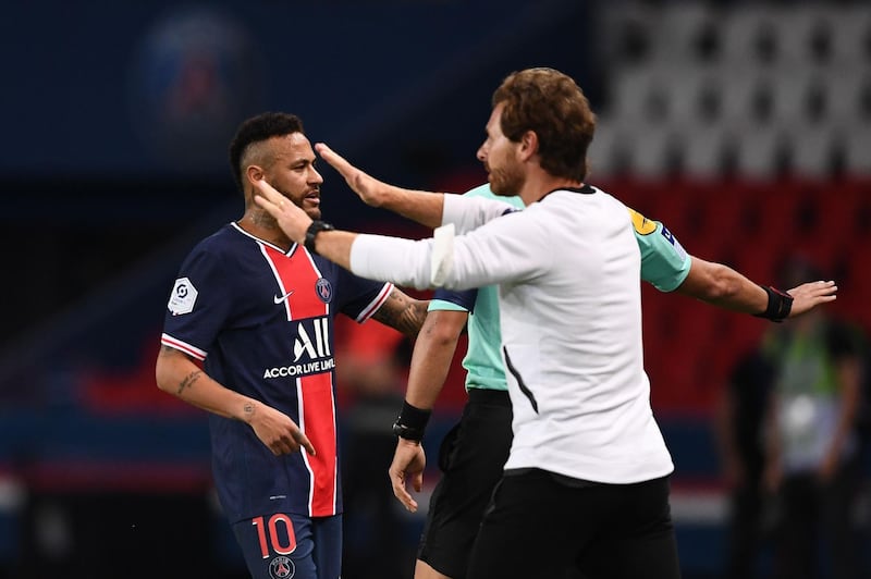 Neymar walks off the pitch after being sent off. AFP