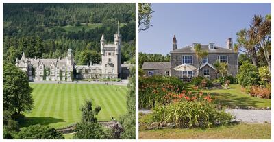 King Charles III has inherited Balmoral Castle (left) from the Crown Estate. He also owns Tresco Island in the Isles of Scilly on which sits Dolphin House, where the Duke and Duchess of Cambridge have holidayed. Photo: Alamy, Dolphin House