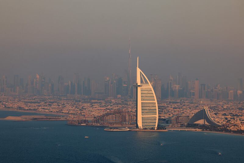 The Burj Al Arab catches the winter sun in Dubai. AFP
