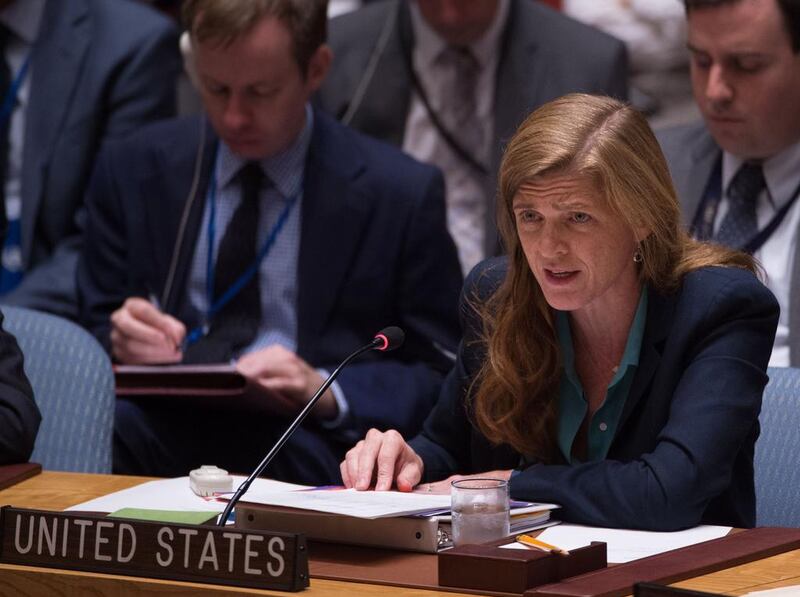 United States Ambassador to the UN Samantha Power described Russia's actions in Aleppo as barbarism. Bryan R Smith / AFP

