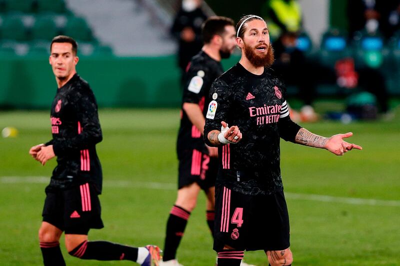 Real Madrid's Sergio Ramos reacts. AFP