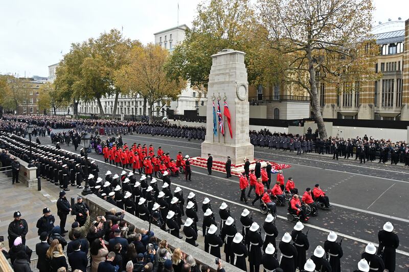 Remembrance Sunday commemorations typically involve war veterans, royals and senior politicians paying respects at the Cenotaph in London. PA