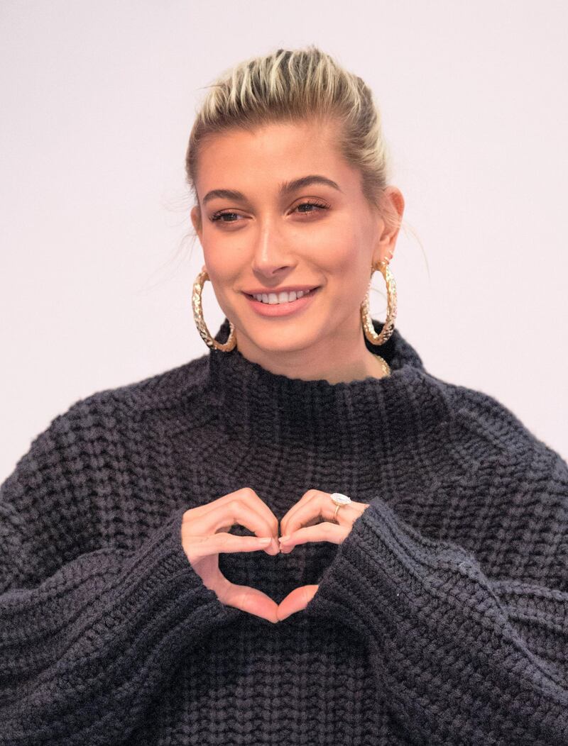 Mandatory Credit: Photo by James Gourley/Shutterstock (9884838ag)
Hailey Baldwin
Hailey Baldwin x Adidas show, Backstage, Spring Summer 2019, London Fashion Week, UK - 17 Sep 2018