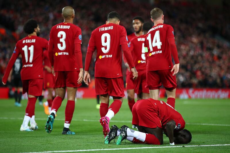 Sadio Mane of Liverpool celebrates after scoring his sides first goal. Getty Images