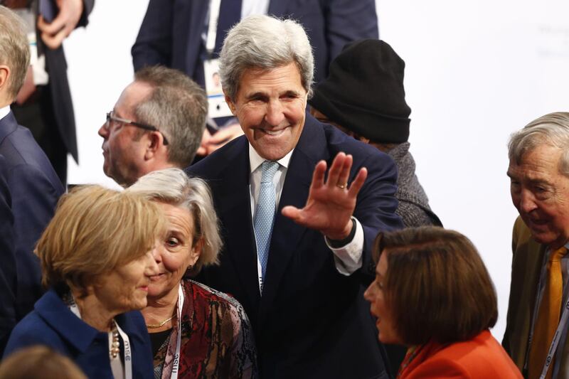 Former US Secretary of State John Kerry gestures at the Munich Security Conference at the Bayerischer Hof hotel in Munich, Germany. Bloomberg