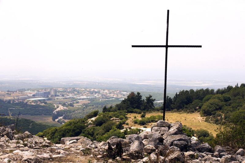 TO GO WITH STORY AFP BY SHATHA YAISH
A view from the church, the only remaining structure in the Palestinian village of Iqrit, on May 13, 2013, sprawled on a hilltop in the Upper Galilee. Sixty-five years after their ancestors were driven out during the Nakba, the "catastrophe" that befell Palestinians, Arab Israeli youths are returning to the village of Iqrit in the Upper Galilee. AFP PHOTO / JACK GUEZ (Photo by JACK GUEZ / AFP)