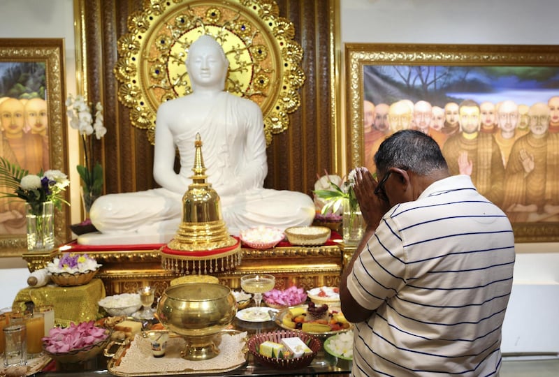Dubai, United Arab Emirates - August 3, 2018: Buddhist temple, Mahamevnawa Bhavana Asapuwa. Friday, August 3rd, 2018 in Dubai. Chris Whiteoak / The National