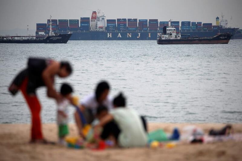 The Hanjin Rome lies stranded in Singapore waters on September 22, 2016. The company may be forced to sell assets as it battles to stay afloat. Edgar Su / Reuters