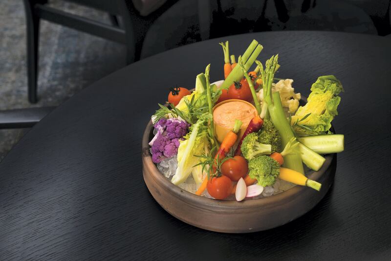 Crudite - Raw Vegetables, red pepper, yoghurt