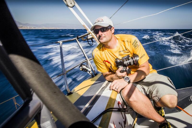 Matt Knighton, with his camera, has been capturing as many details as possible aboard Azzam to send out a clear picture to the world. Ian Roman / Volvo Ocean Race