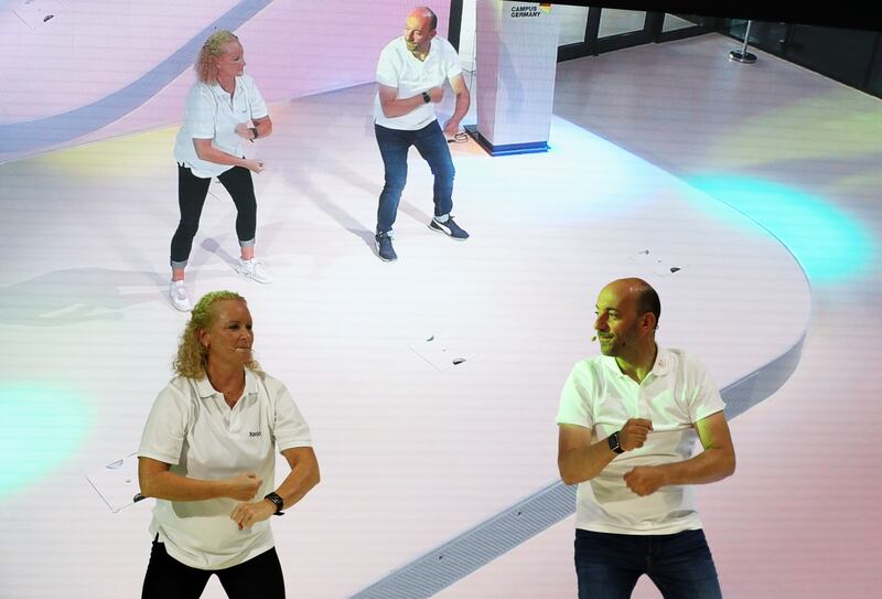 An interactive culture lab session for learning choreography at the Germany pavilion.