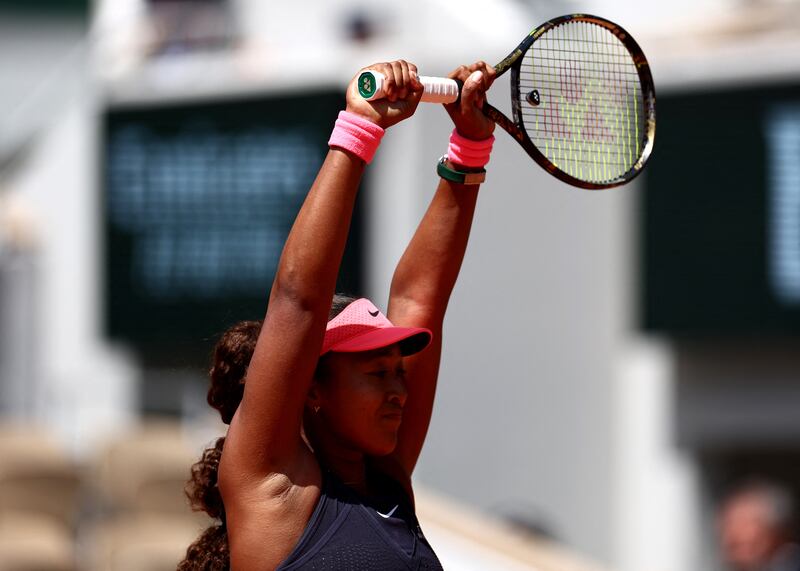 Naomi Osaka during her first round win. Reuters