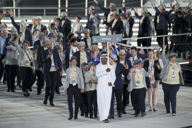 ABU DHABI, UNITED ARAB EMIRATES. 14 MARCH 2019. Opening Ceremony of the Special Olympics at Zayed Sports City. (Photo: Antonie Robertson/The National) Journalist: None: National.