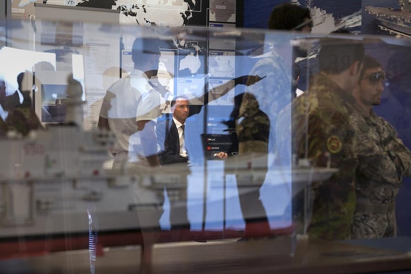 Italian military personnel aboard the Cavour. Silvia Razgova / The National