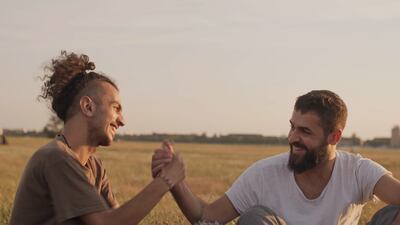 Rapper Mohammad Abu Hajar and choreographer Medhat Aldaabal in the film. Photo: RaeFilm Studios