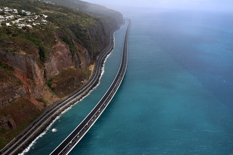 The New Coastal Road on the French Indian Ocean Island of Reunion, reportedly France's most expensive road project. AFP